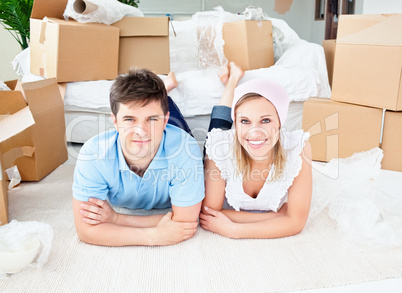 couple after unpacking boxes