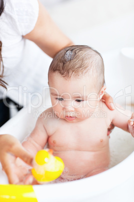 baby taking a bath