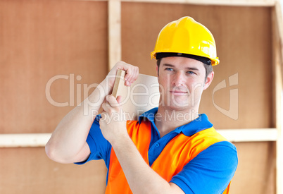 male worker with a yellow helmet