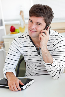 man talking on phone