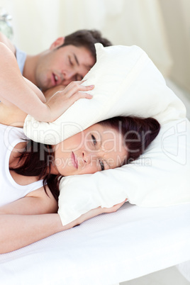 woman and snores boyfriend