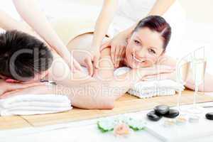 couple enjoying a back massage