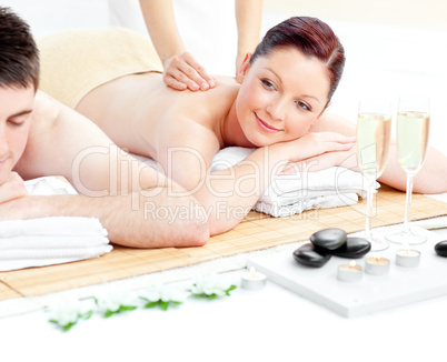 couple enjoying a back massage