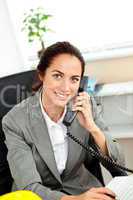 female architect talking on phone