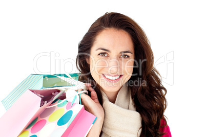 woman holding shopping bags