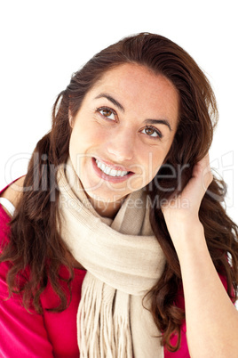 Pretty hispanic woman wearing a scarf