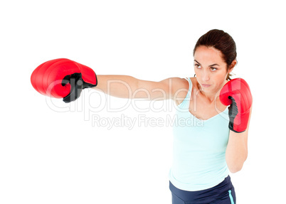 woman with boxing gloves working out
