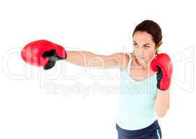 woman with boxing gloves working out