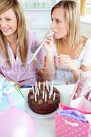female friends celebrating a birthday
