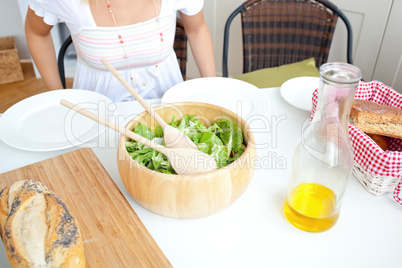 Close-up of a table with salad