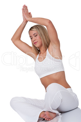 Fitness series - Woman with closed eyes in yoga position