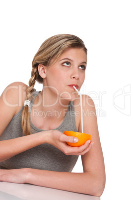 Healthy lifestyle series - Woman with orange Healthy lifestyle series - Woman with orange