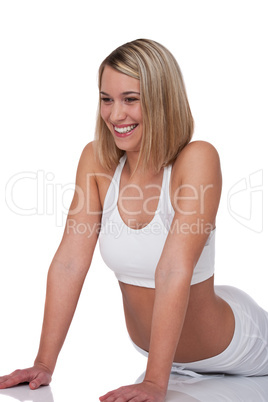 Fitness series - Blond woman in white outfit