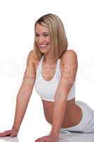 Fitness series - Blond woman in white outfit