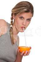 Healthy lifestyle series - Woman drinking orange