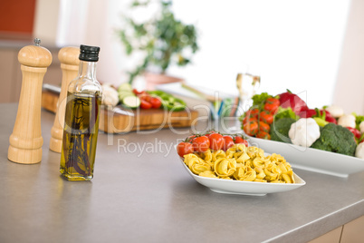 Italian food - pasta, tomato, ingredients for cooking