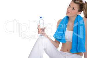 Fitness - Young sportive woman with water and towel