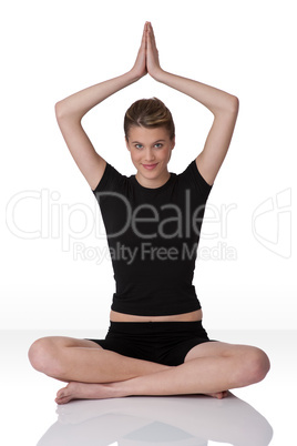 Fitness - Young woman in yoga position on white