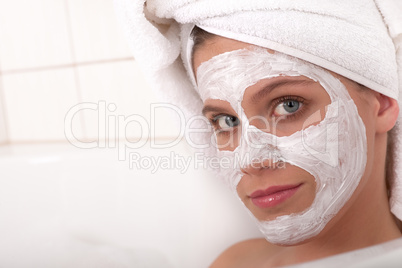 Body care series - Young woman with facial mask