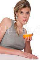 Healthy lifestyle series - Woman with orange