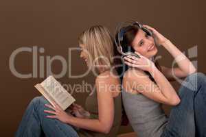 Student series - Two students with book and headphones