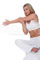 Fitness series - Young woman stretching