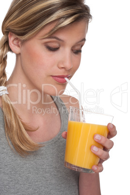 Healthy lifestyle series - Blond woman drinking orange juice