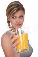 Healthy lifestyle series - Woman holding glass with orange juice