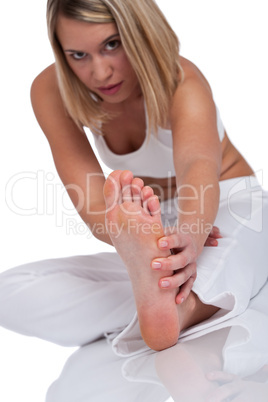 Fitness series - Young woman in white clothes