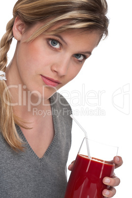 Healthy lifestyle series - Woman holding glass of tomato juice