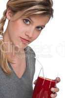 Healthy lifestyle series - Woman holding glass of tomato juice