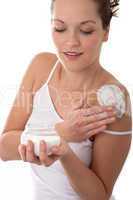 Body care series - Woman applying cream