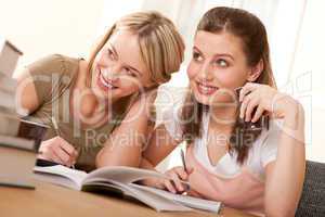 Student series - Two girls doing homework