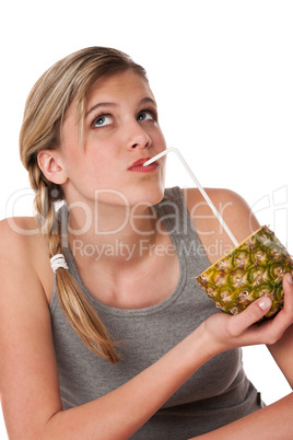 Healthy lifestyle series - Woman holding pineapple