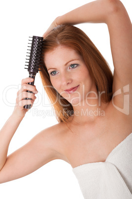 Body care series - Young woman doing hair