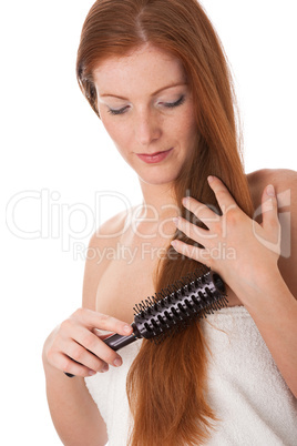 Body care series - Young woman combing her hair