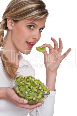 Healthy lifestyle series - Woman holding kiwi