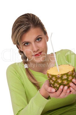 Healthy lifestyle series - Woman holding pineapple