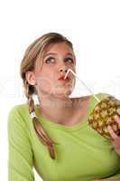 Healthy lifestyle series - Woman with pineapple