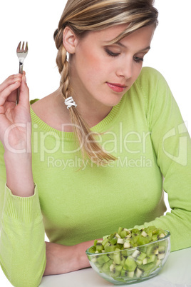 Healthy lifestyle series - Woman with bowl of kiwi