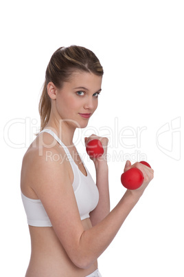 Fitness - Young sportive woman exercise with weights