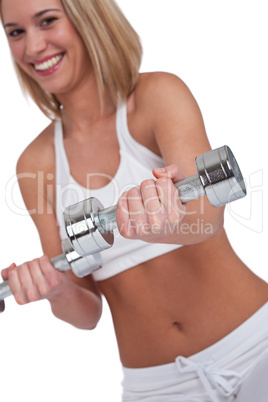 Fitness series - Blond woman with weights