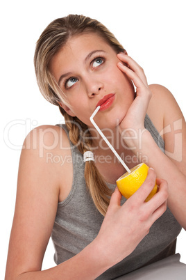 Healthy lifestyle series - Woman holding lemon