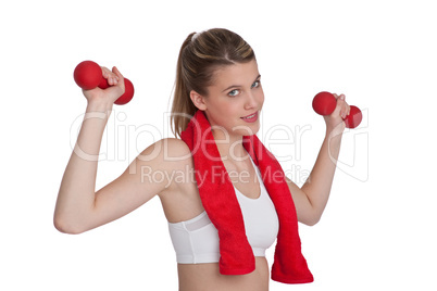 Fitness - Young sportive woman exercise with weights