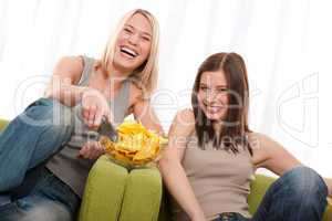 Student series - Two young woman watching TV