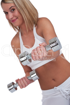 Fitness series - Blond woman with weights