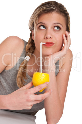 Healthy lifestyle series - Woman with lemon