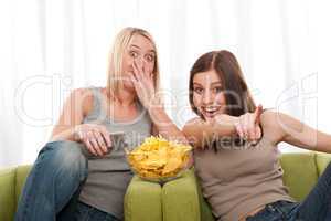 Students series - Two teenage girl watching television