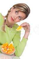 Healthy lifestyle series - Woman holding orange