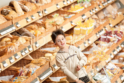 Grocery store shopping -  Little boy in a supermarket